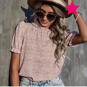 Dusty pink & white blouse size medium